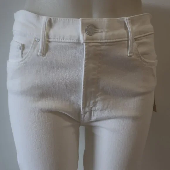NWT Womens Mother (Item-85) White Insider Crop Step Fray Fairest All Jeans 31